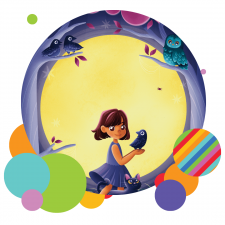 An illustration of a girl with a cat